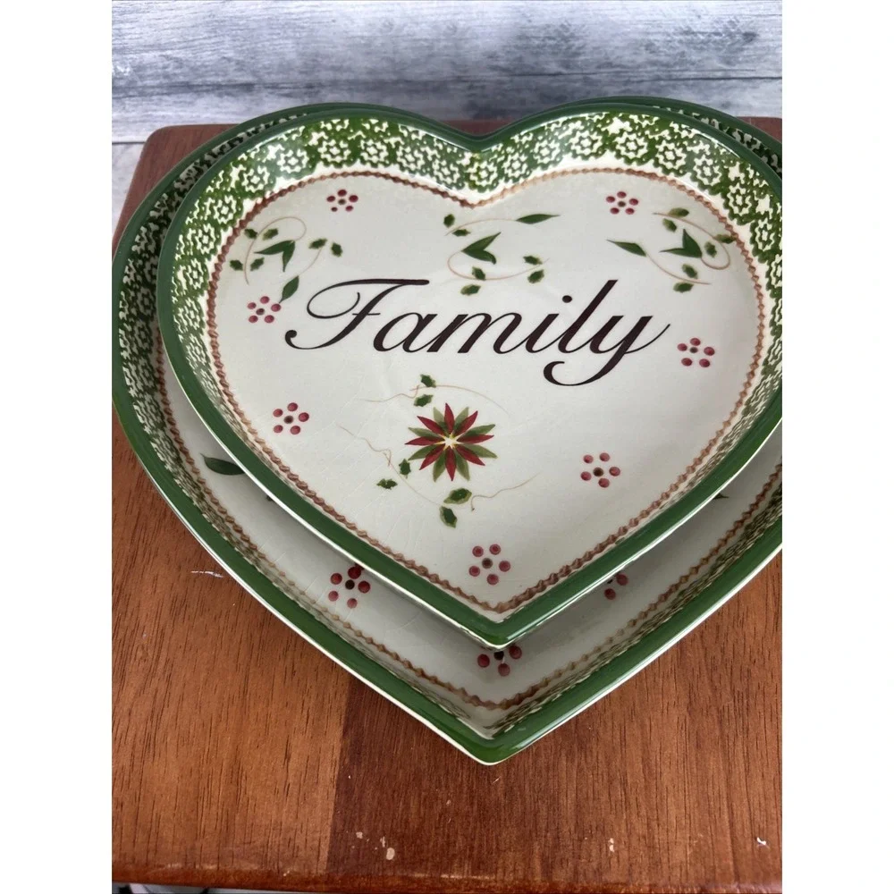 Temptations By Tara 3 Nested Heart Lid-it's Celebrate Family Faith Green Lace